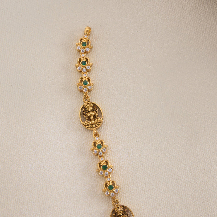 92.5 Silver, 24kt Gold Polish Saura Lakshmi Short Necklace | SHOBITAM