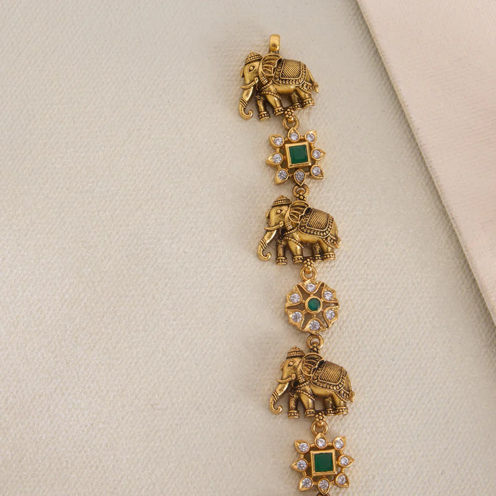 Pure 92.5 Silver, Gold Plated Pushp Gajaveera Necklace