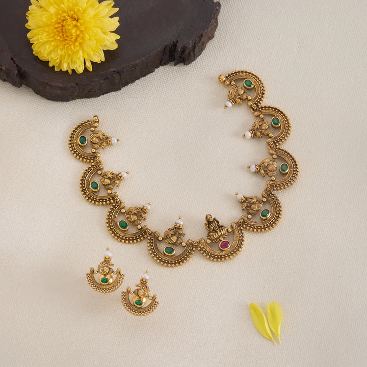 Pure 92.5 Silver, Gold Plated Padmira Necklace Set