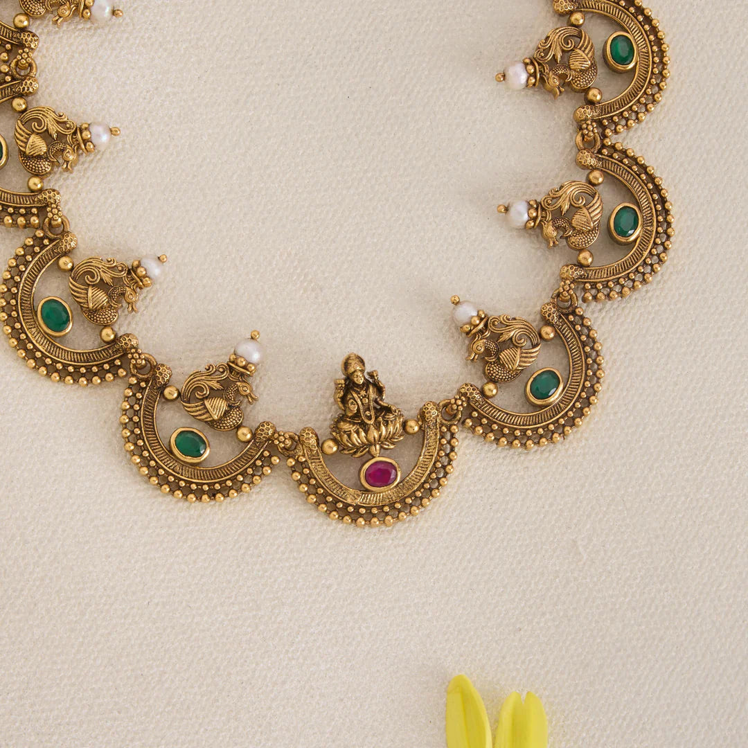 92.5 Silver, Gold Plated Padmira Necklace Set