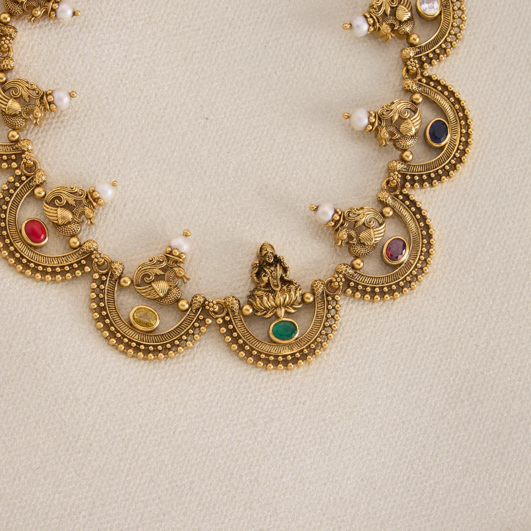 92.5 Silver, Gold Plated Padmira Necklace Set