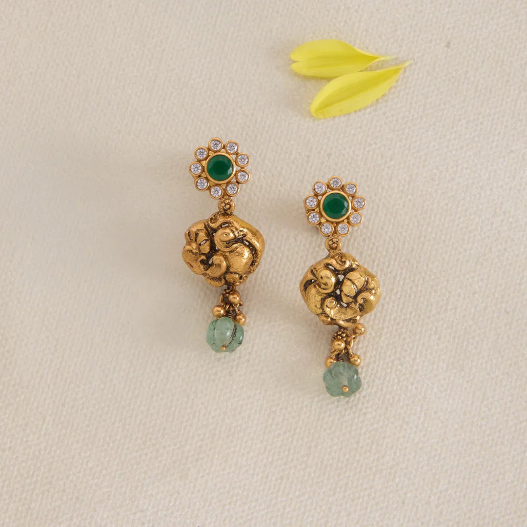 92.5 Silver, Gold Plated Floral Wing Necklace Set