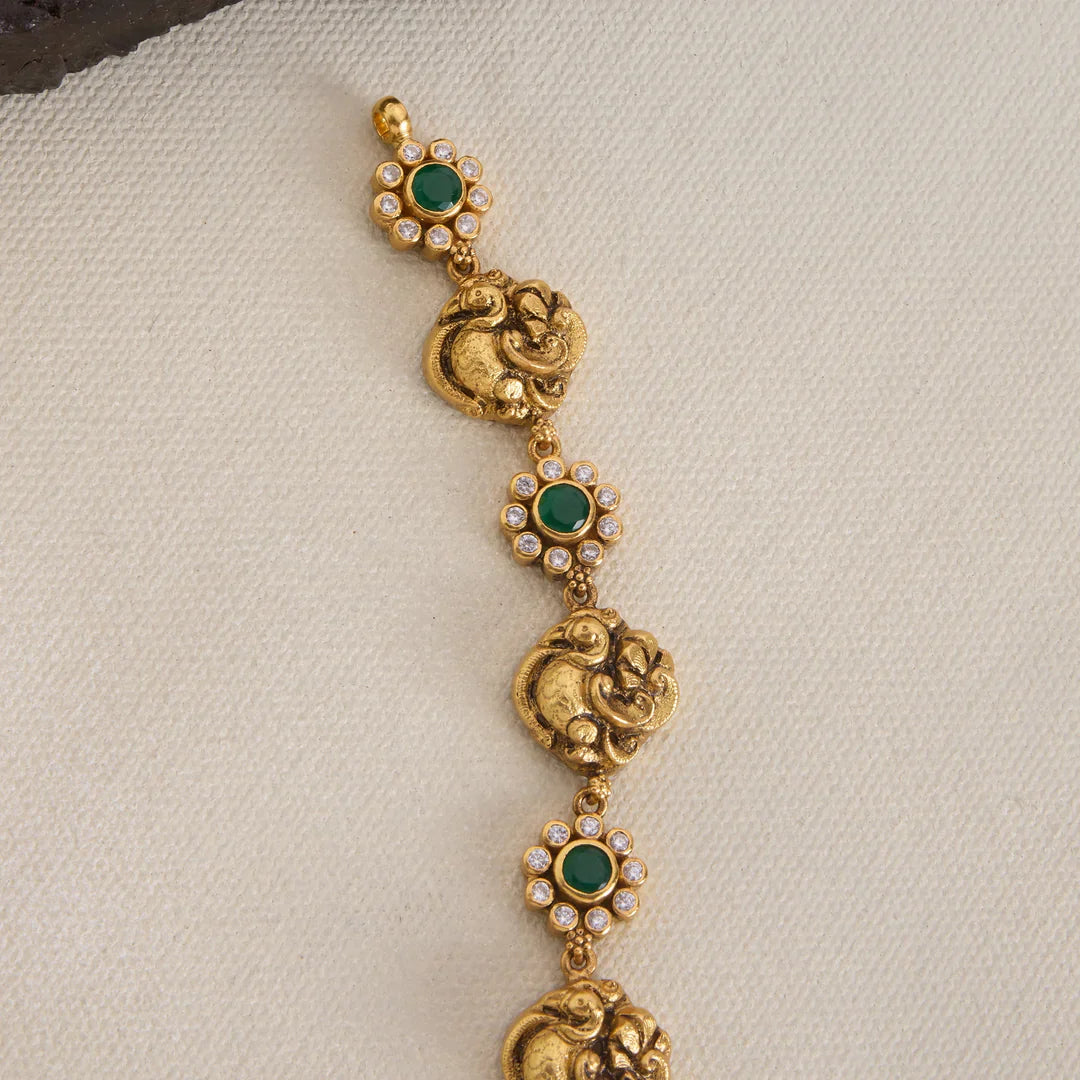 92.5 Silver, Gold Plated Floral Wing Necklace Set