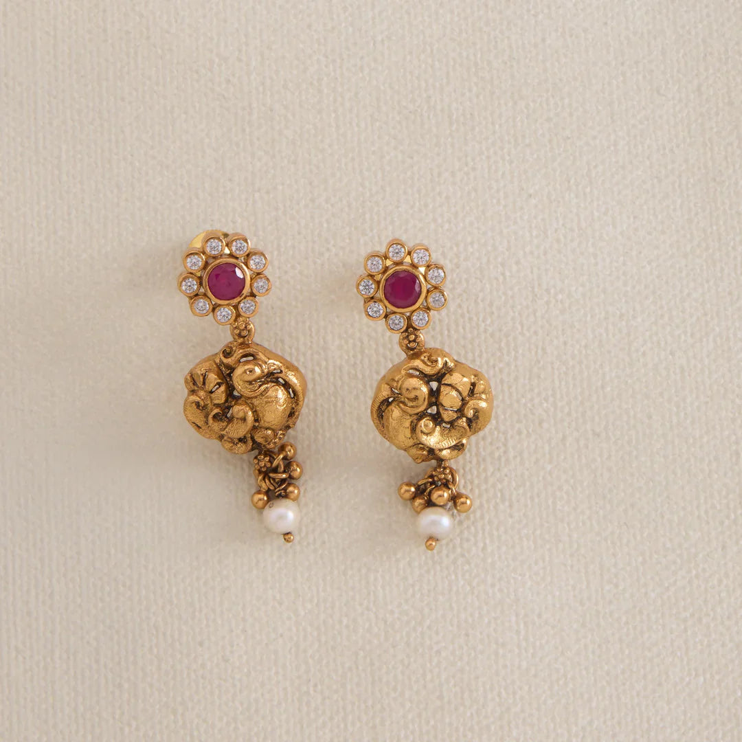 92.5 Silver, Gold Plated Floral Wing Necklace Set