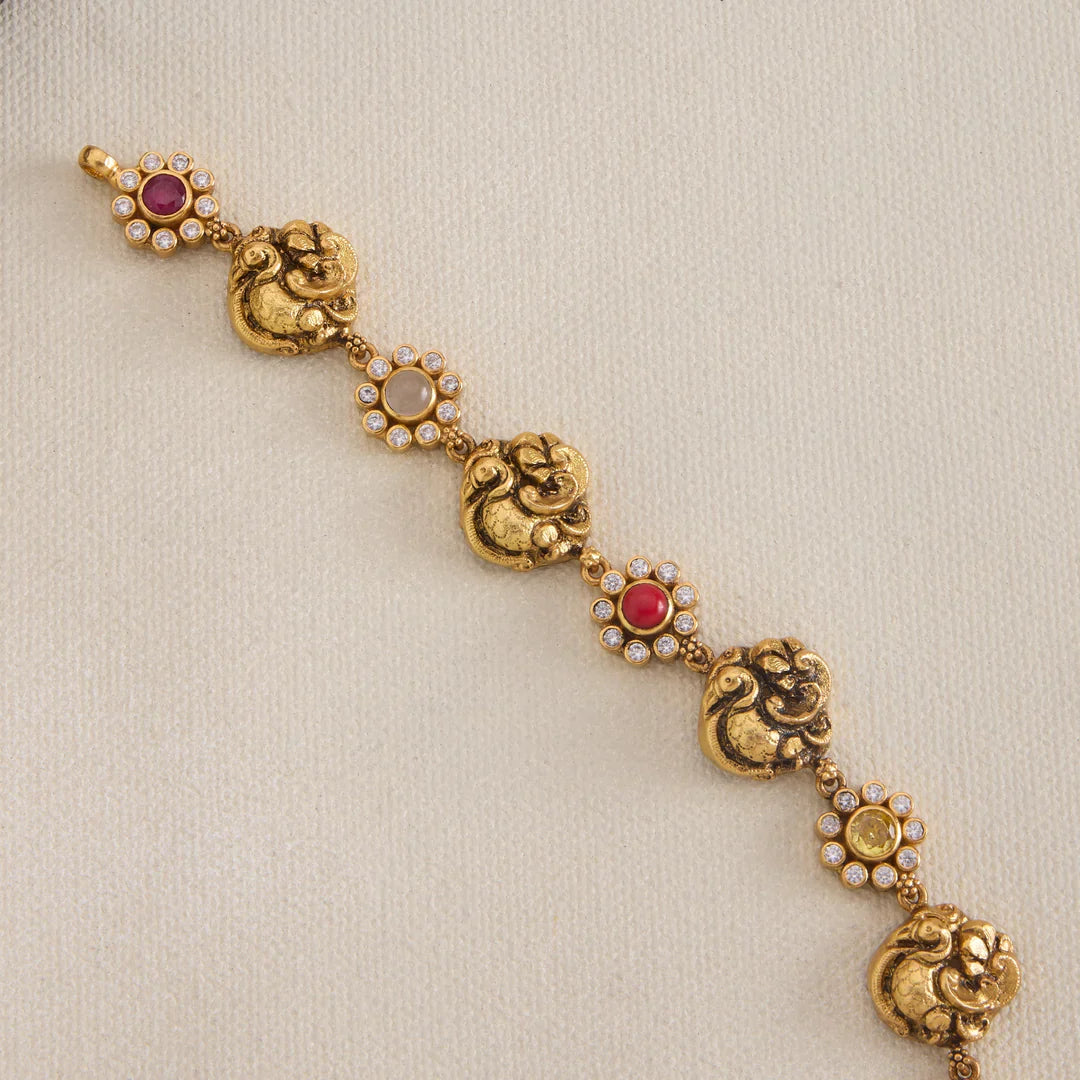 92.5 Silver, Gold Plated Floral Wing Necklace Set