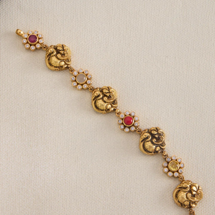 92.5 Silver, Gold Plated Floral Wing Necklace Set