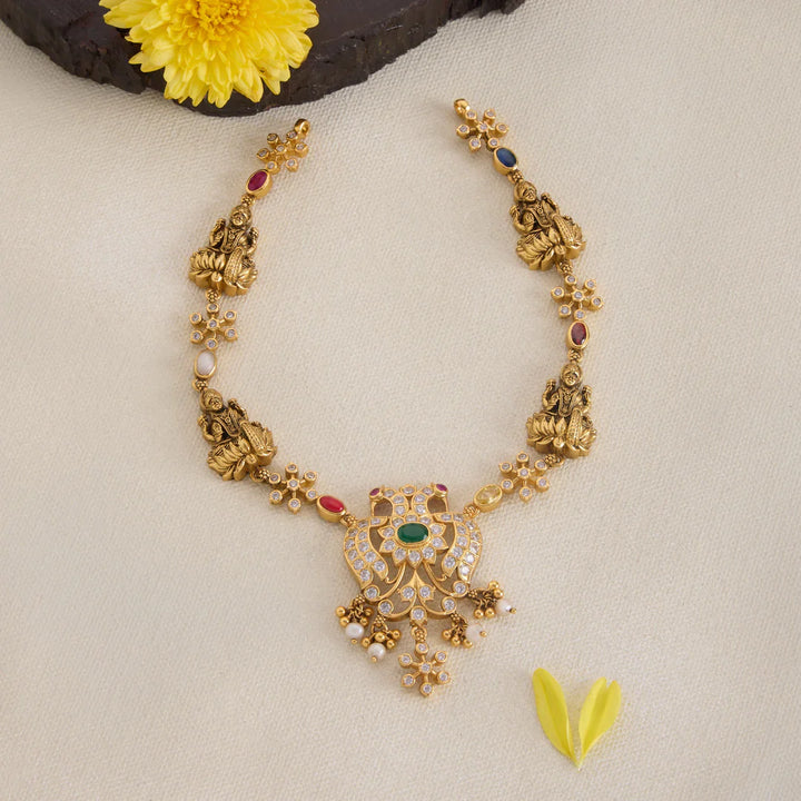 Pure 92.5 Silver, Gold Plated Arsha Iruthalaipakshi Necklace