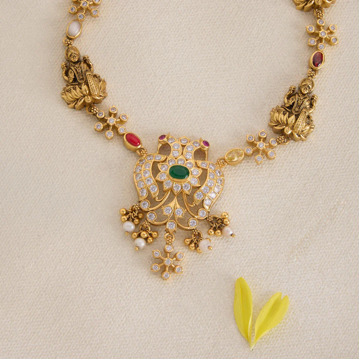 Pure 92.5 Silver, Gold Plated Arsha Iruthalaipakshi Necklace