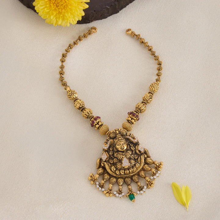 Pure 92.5 Silver, Gold Plated Sri Manjari Necklace
