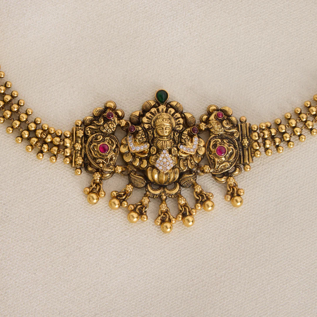 Pure 92.5 Silver, Gold Plated Shree Tarunika Choker