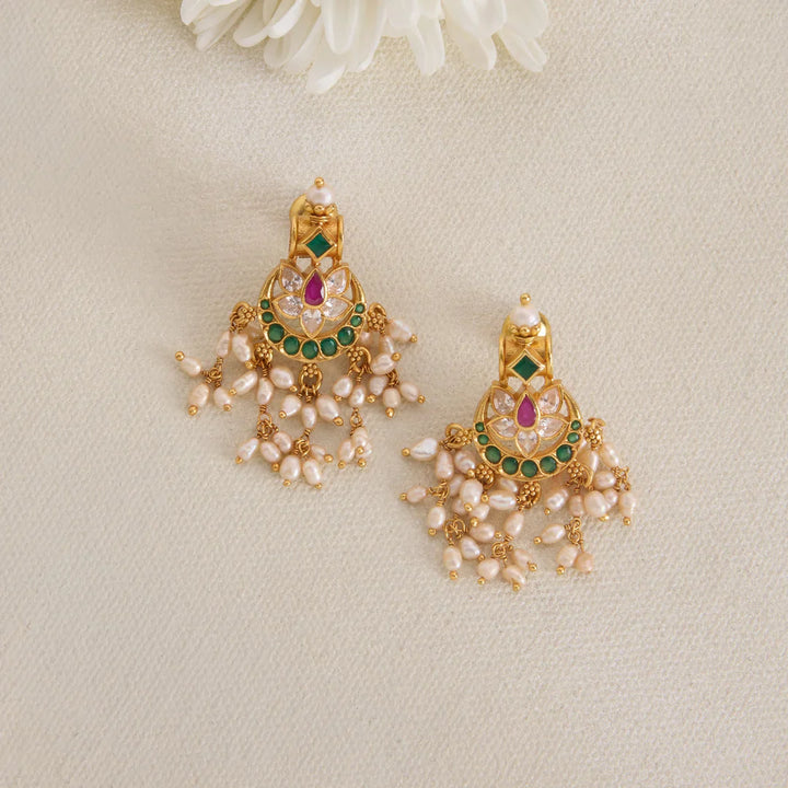 Pure 92.5 Silver, Gold Plated Mahira GuttaPusalu Necklace Set