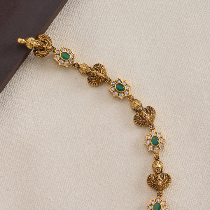 92.5 Silver, 24kt Gold Polish Kalya Dhanalakshmi Short Necklace | SHOBITAM