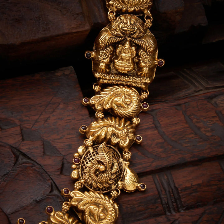 92.5 Silver, Gold Polish Sri Kalpa Nakshi Necklace