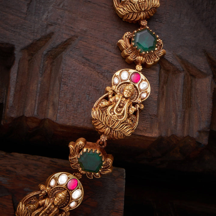 92.5 Silver, 24kt Gold Polish, Swarnika Temple Necklace | SHOBITAM