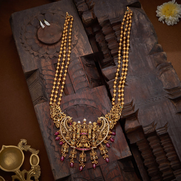 Shrimaya Temple Necklace. 92.5 Silver, 24kt Gold Polish Necklace.