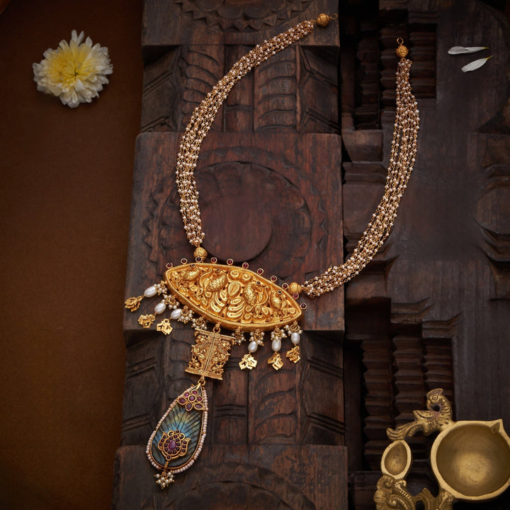 92.5 Silver, 24kt Gold Polish, Neel Mor Antique Necklace | SHOBITAM