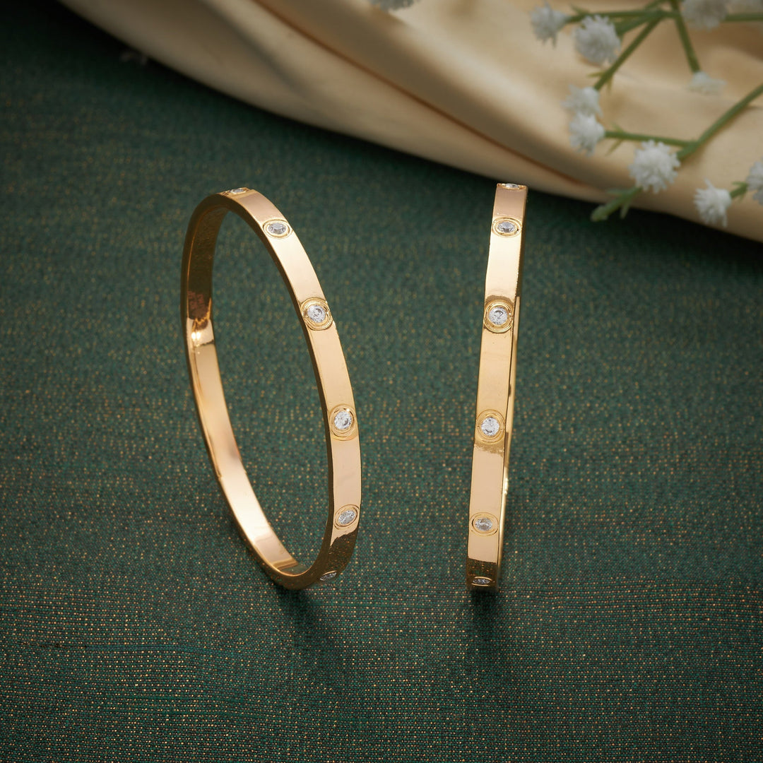 92.5 Silver, 24kt Gold Polish, Crystaline Curve Bangles | SHOBITAM