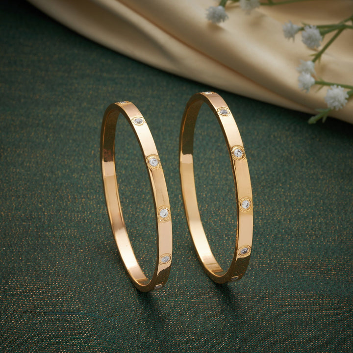 92.5 Silver, 24kt Gold Polish, Crystaline Curve Bangles | SHOBITAM