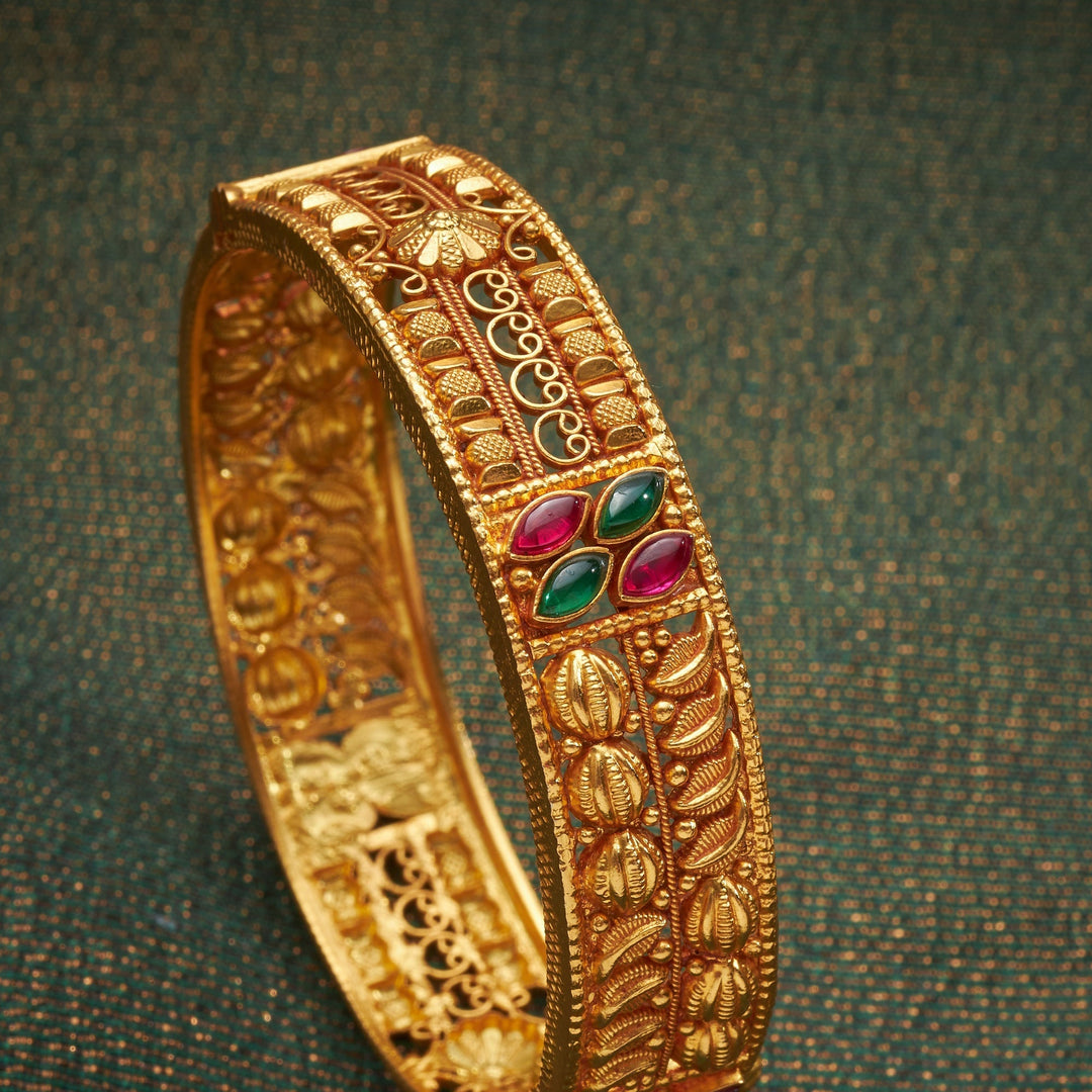 92.5 Silver, 24kt Gold Polish Pankti Antique Bnagles | SHOBITAM