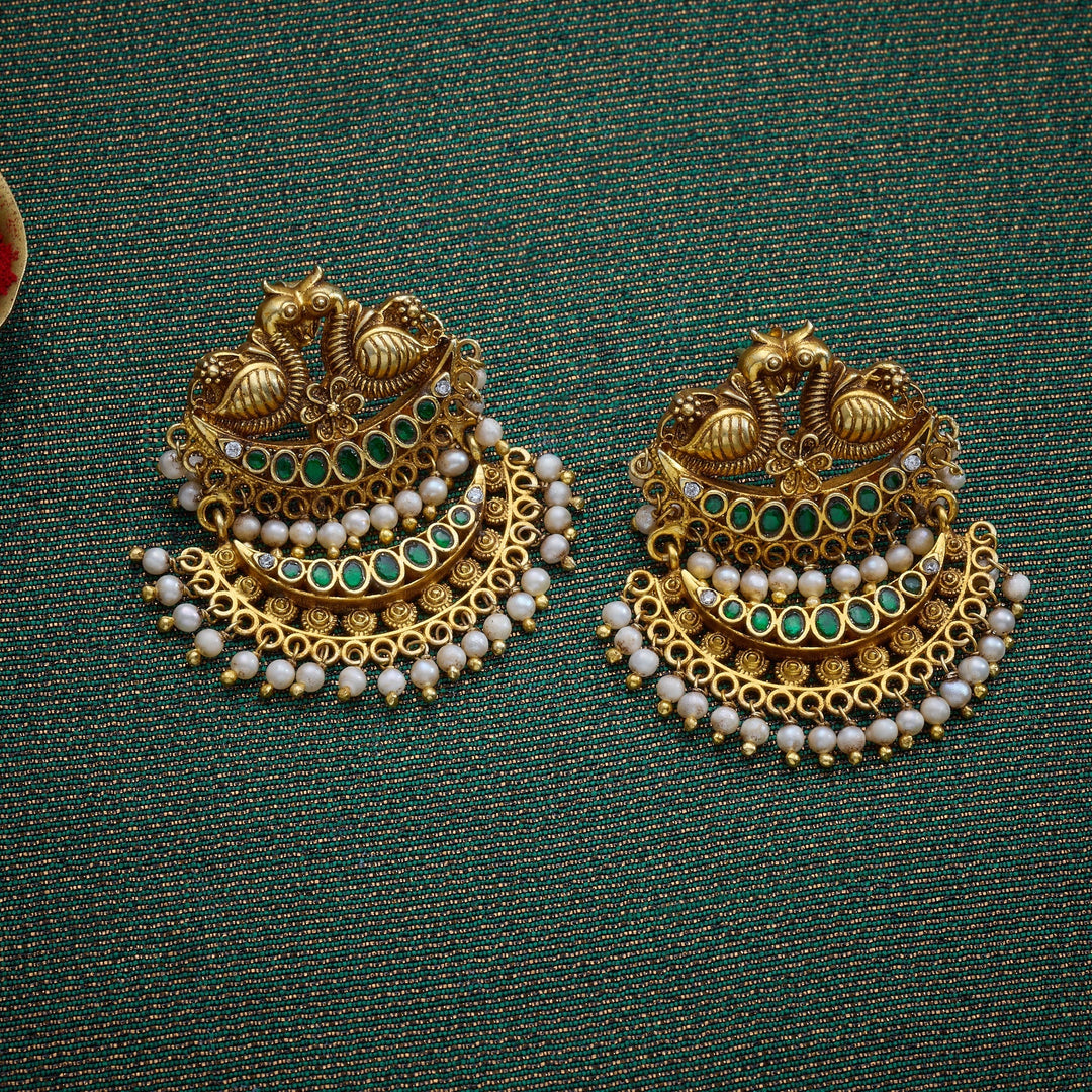 Lakshmi Temple Necklace Set. 92.5 Silver, 24kt Gold Polish Necklace Set.