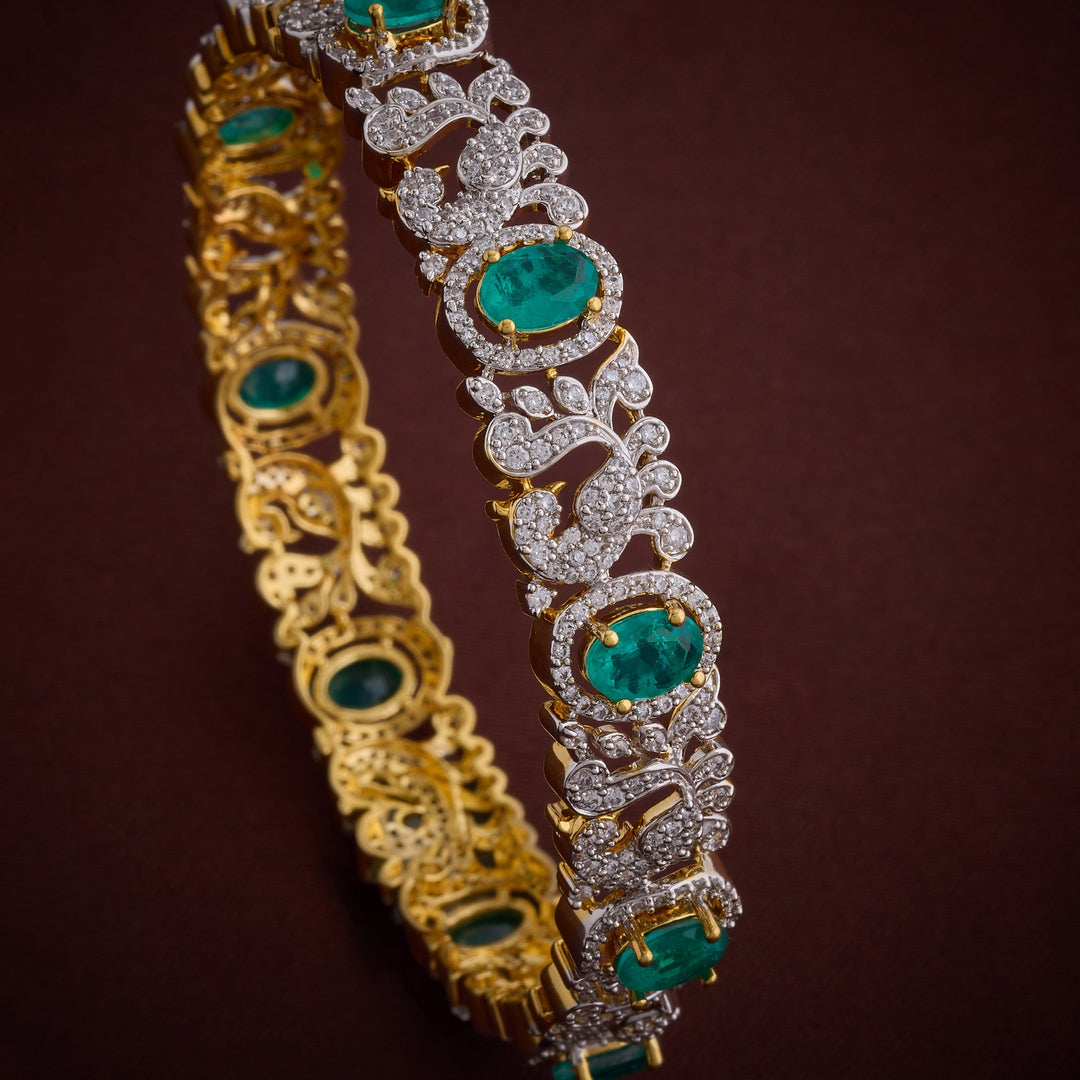 92.5 Silver, Gold Plated, Mayu CZ Bangles | SHOBITAM
