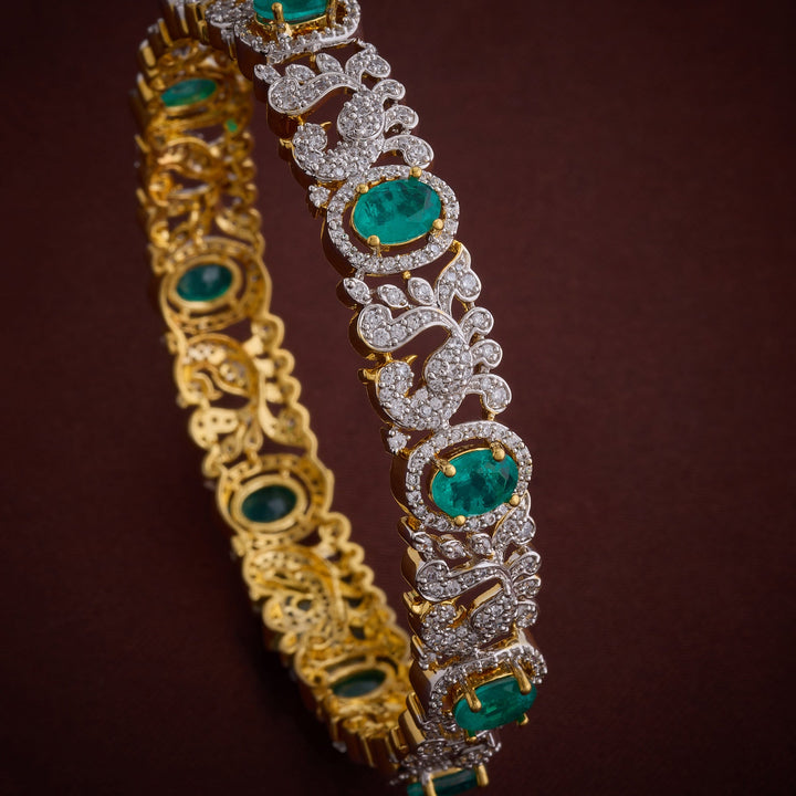 92.5 Silver, Gold Plated, Mayu CZ Bangles | SHOBITAM