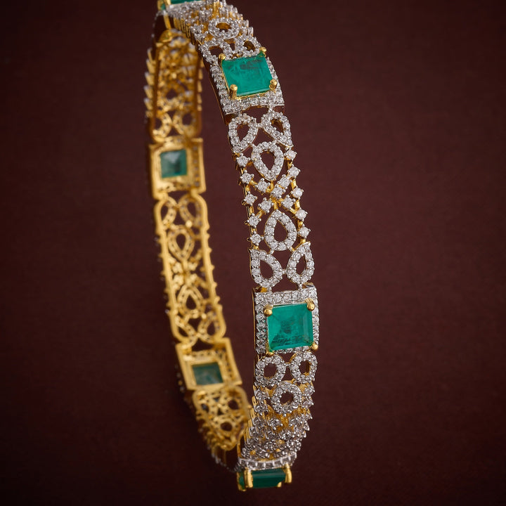 92.5 Silver, Gold Plated, Squaria CZ Bangles | SHOBITAM