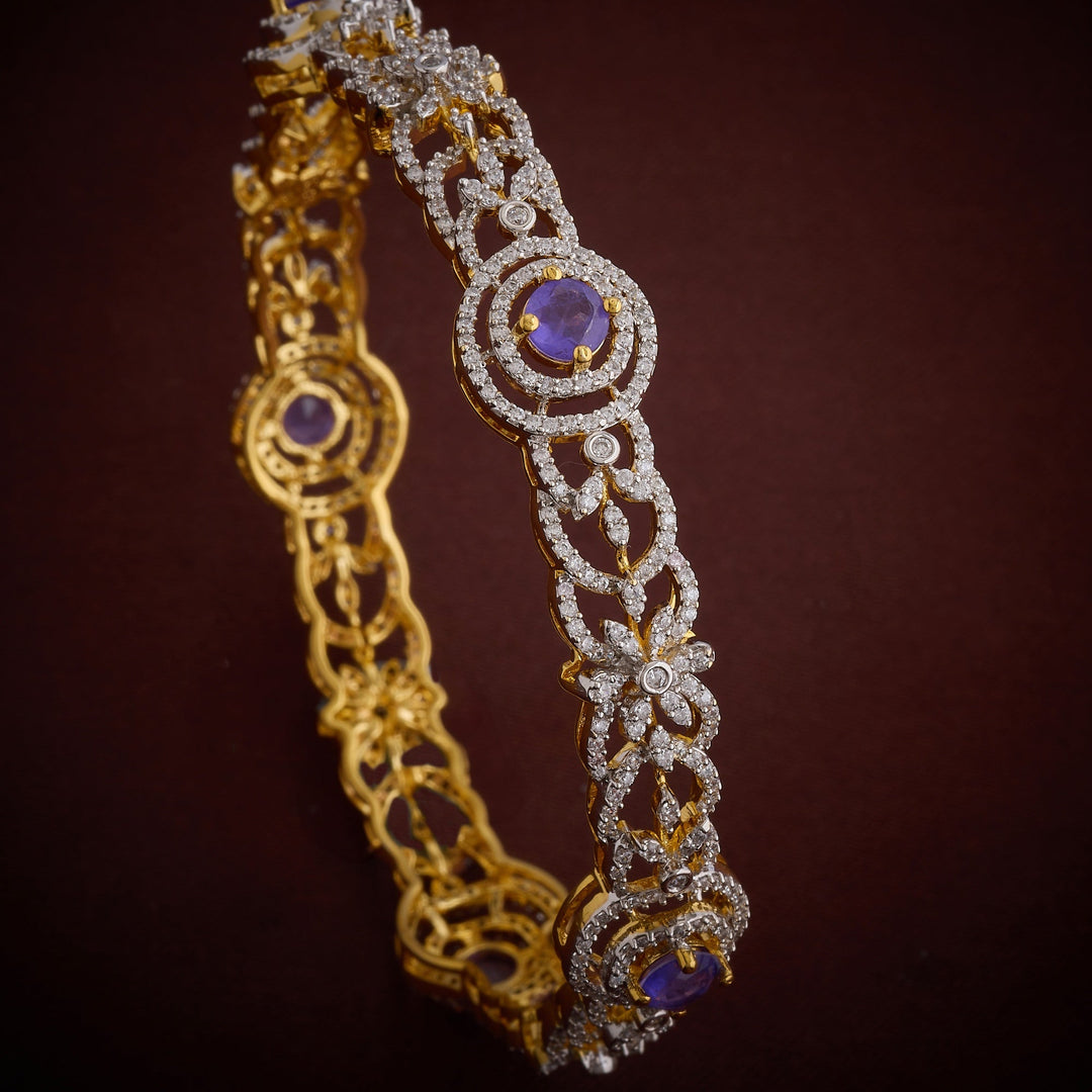 92.5 Silver, Gold Plated, Violet Rani CZ Bangles | SHOBITAM