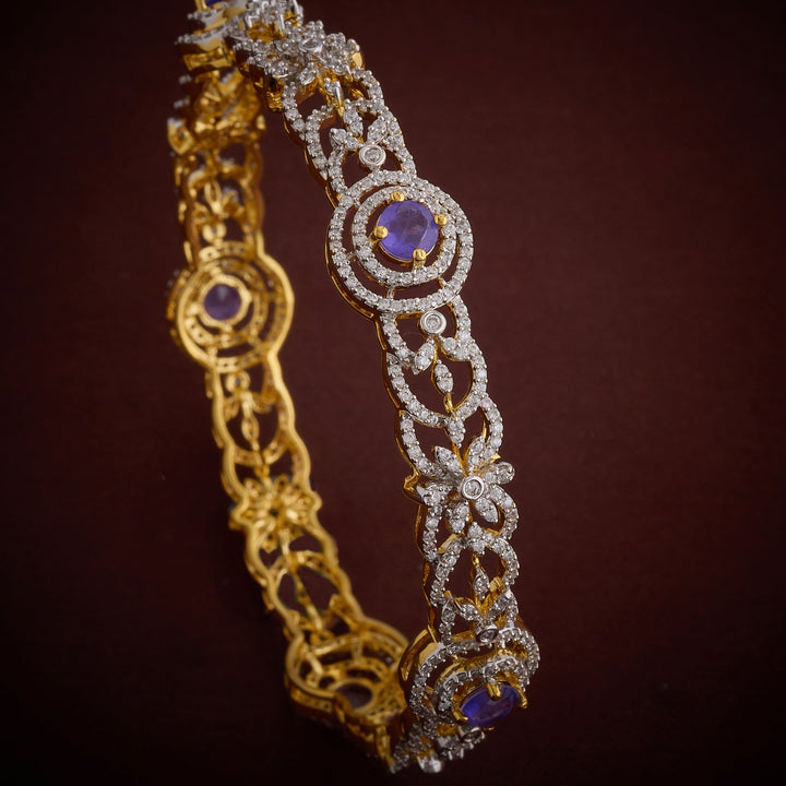 92.5 Silver, Gold Plated, Violet Rani CZ Bangles | SHOBITAM