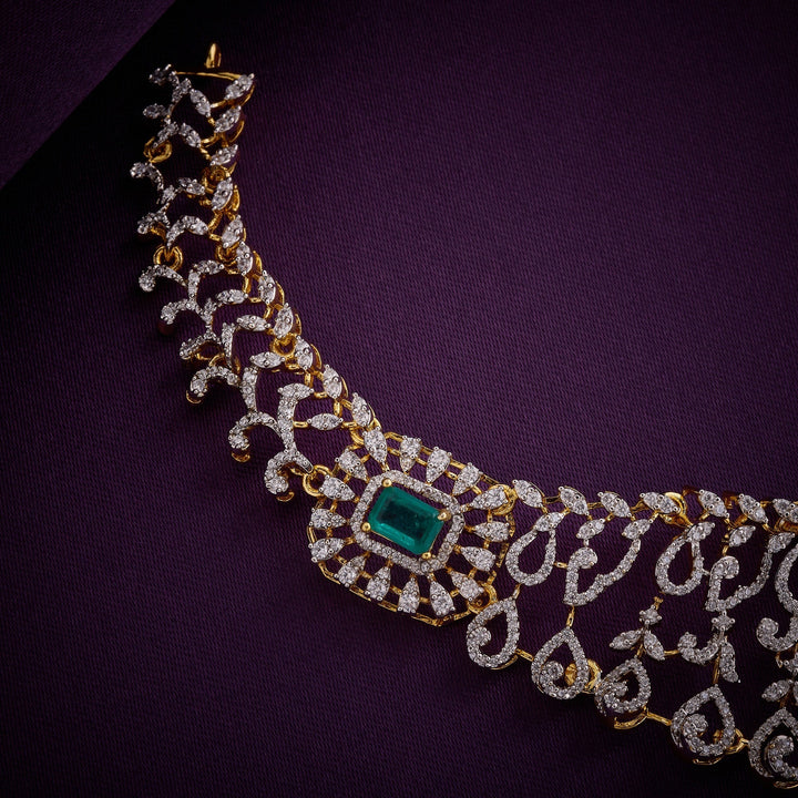 92.5 Silver, 24kt Gold Plated, Emerveil CZ Necklace | SHOBITAM