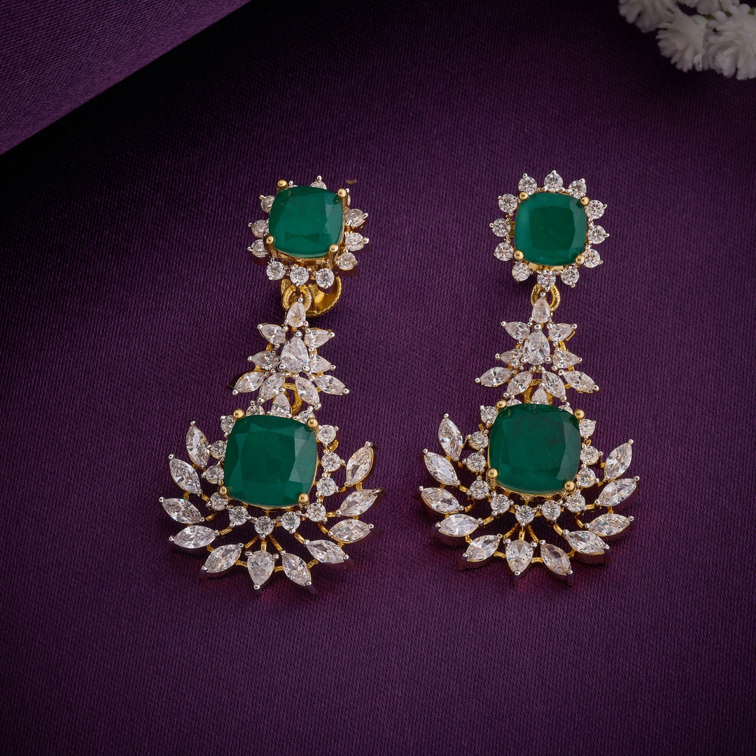 92.5 Silver, Gold Plated, Emerin-CZ Necklace Set | SHOBITAM