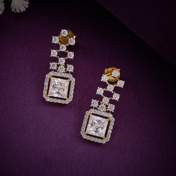 92.5 Silver, 24kt Gold Plated, Moonlight CZ Necklace Set | SHOBITAM