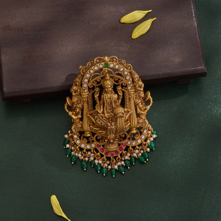 Pure 92.5 Silver, Gold Plated Varna Lakshmi Pendant