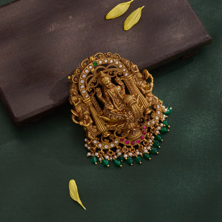 Pure 92.5 Silver, Gold Plated Varna Lakshmi Pendant