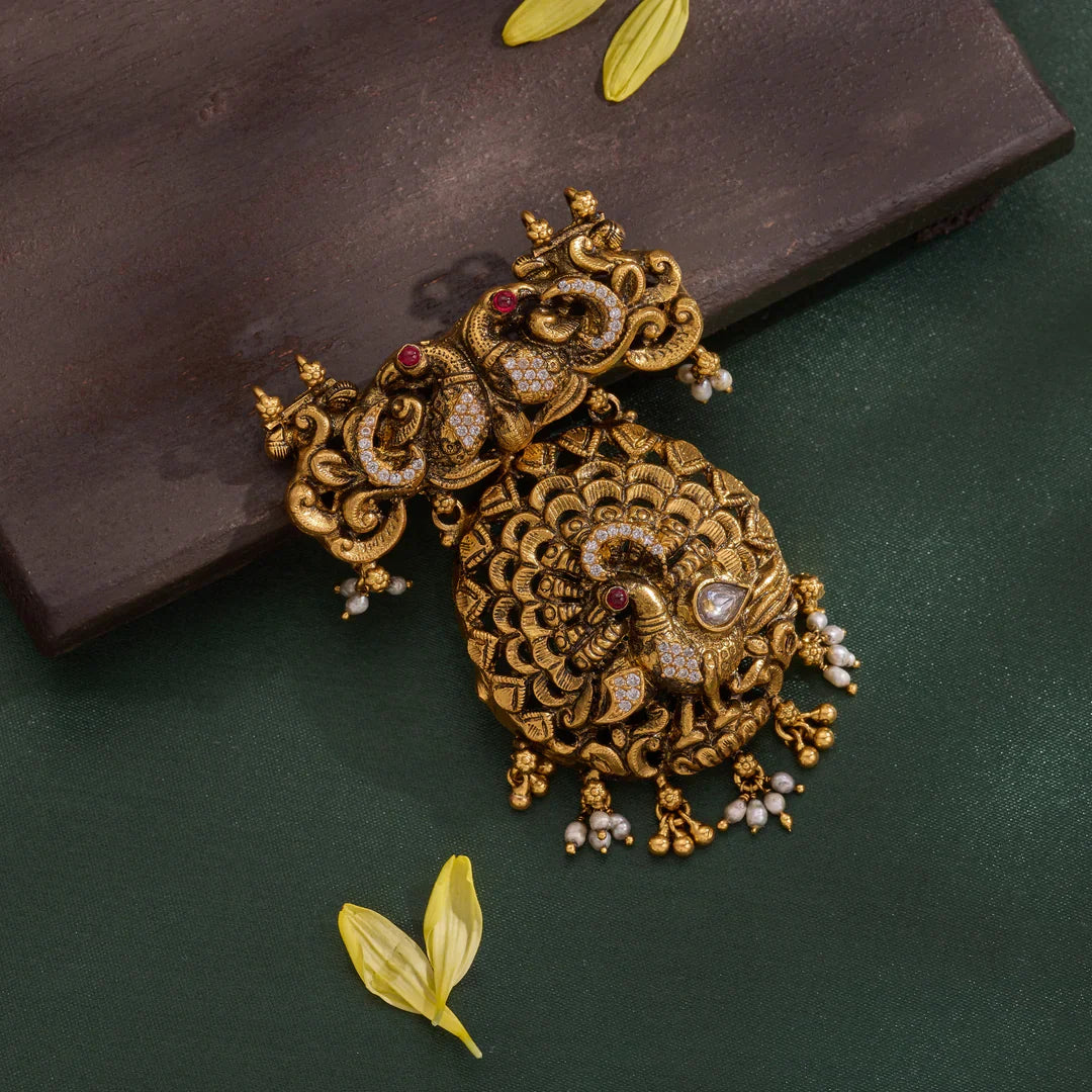 Pure 92.5 Silver, Gold Plated Veer Mayura Pendant
