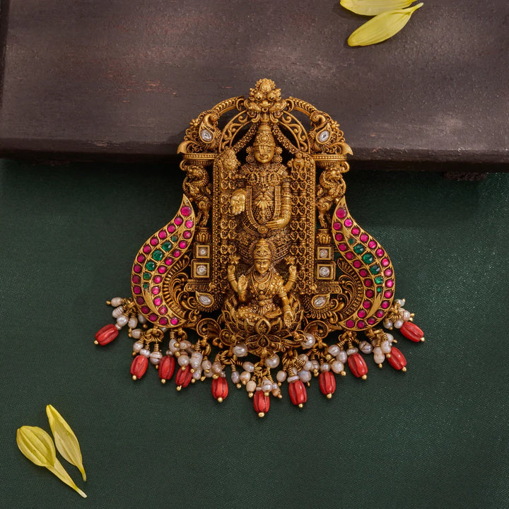 Pure 92.5 Silver, Gold Plated Shree Sampatti Balaji Pendant