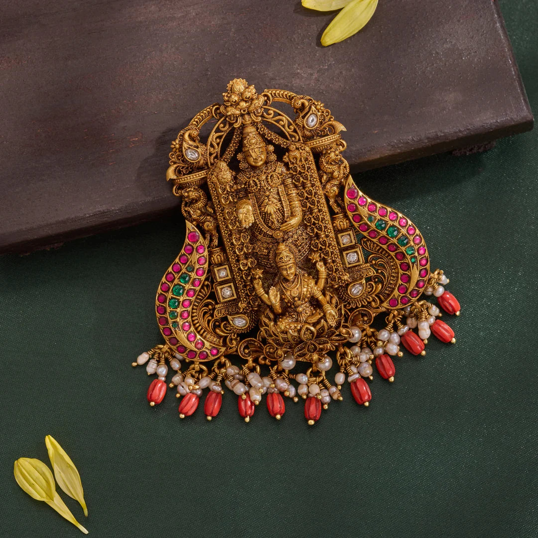 Pure 92.5 Silver, Gold Plated Shree Sampatti Balaji Pendant