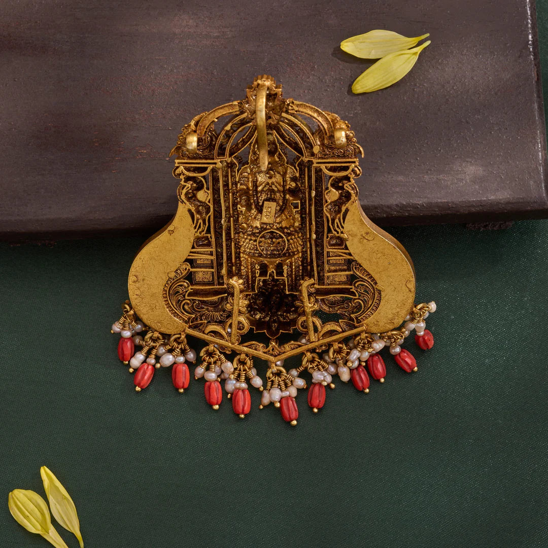 Pure 92.5 Silver, Gold Plated Shree Sampatti Balaji Pendant