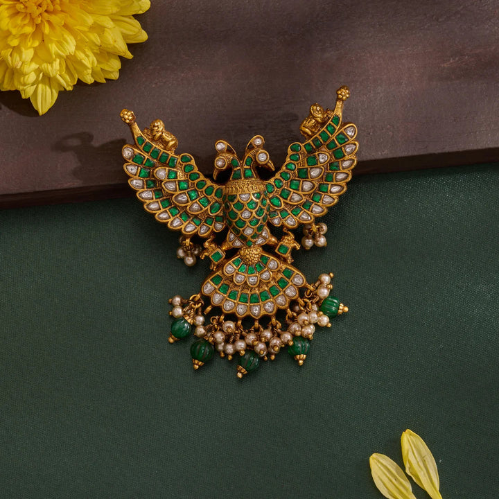 92.5 Silver, Gold Plated Berunda Mahima Two Sided Pendant