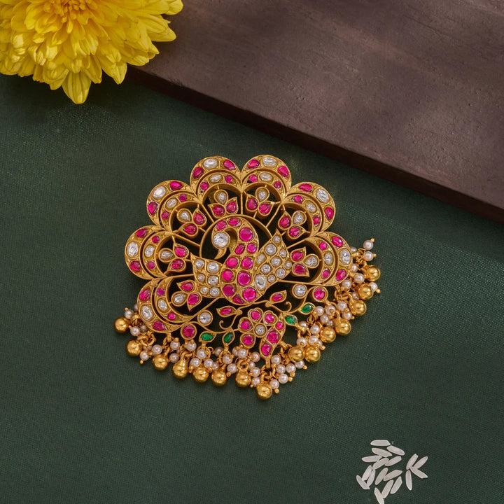 92.5 Silver, Gold Plated Vishwaroopa Mayura Pendant