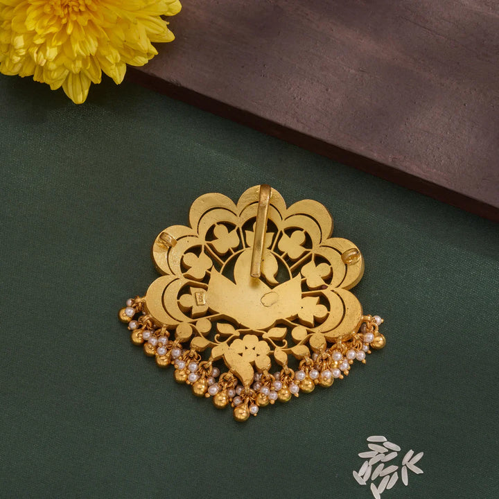 92.5 Silver, Gold Plated Vishwaroopa Mayura Pendant