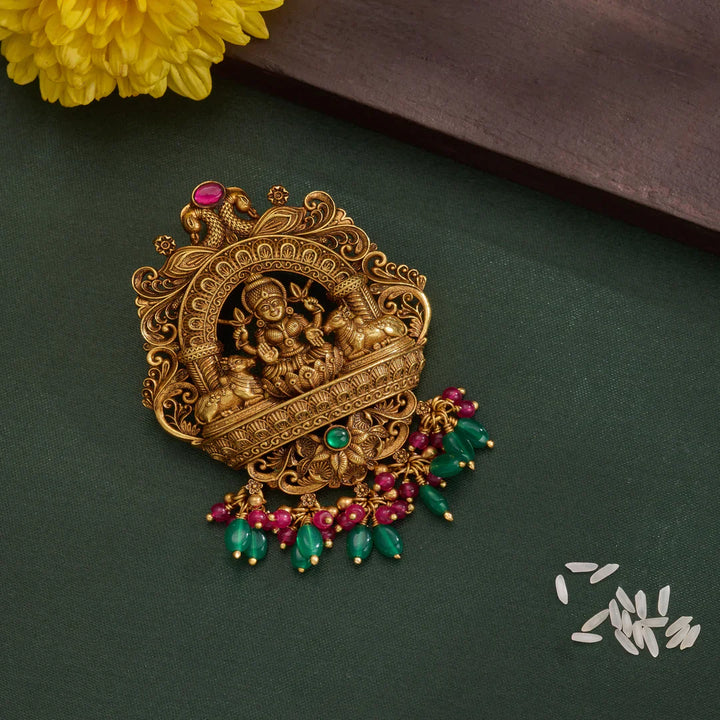 Pure 92.5 Silver, Gold Plated Nandini Padma Pendant