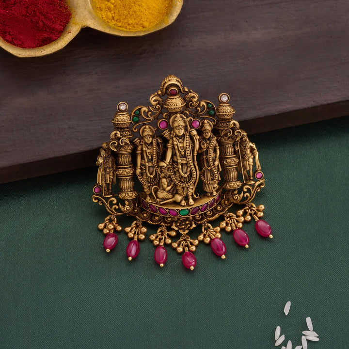 Pure 92.5 Silver, Gold Plated Parivar Darpan Pendant