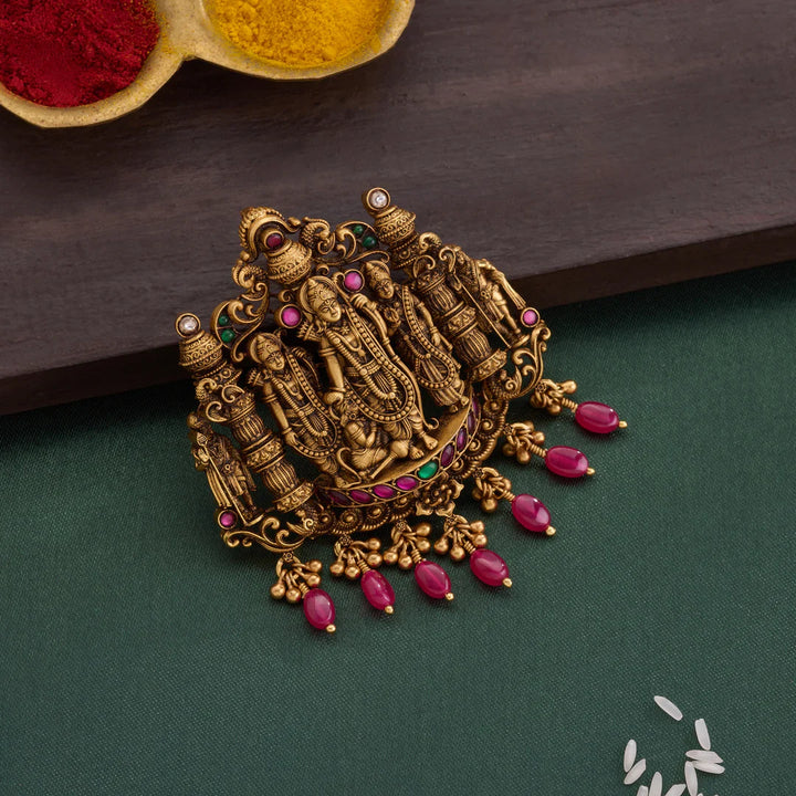 Pure 92.5 Silver, Gold Plated Parivar Darpan Pendant