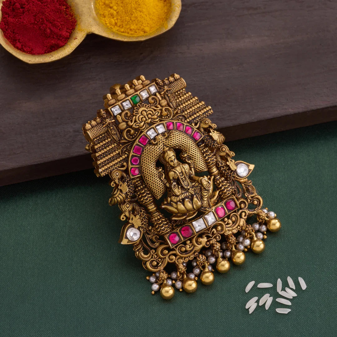 Pure 92.5 Silver, Gold Plated Padmanabha Pendant