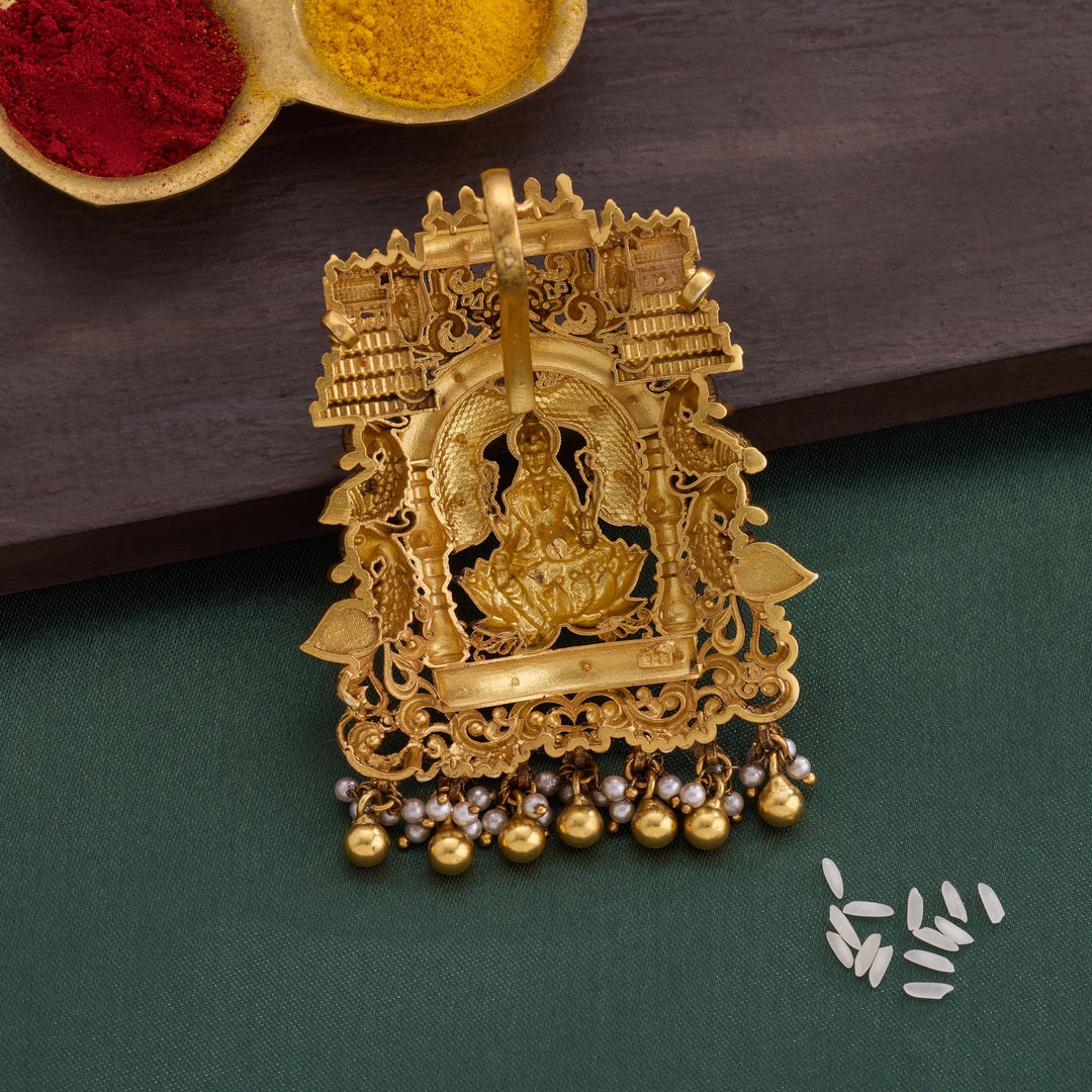 92.5 Silver, 24kt Gold Polish Padmanabha Pendant | SHOBITAM