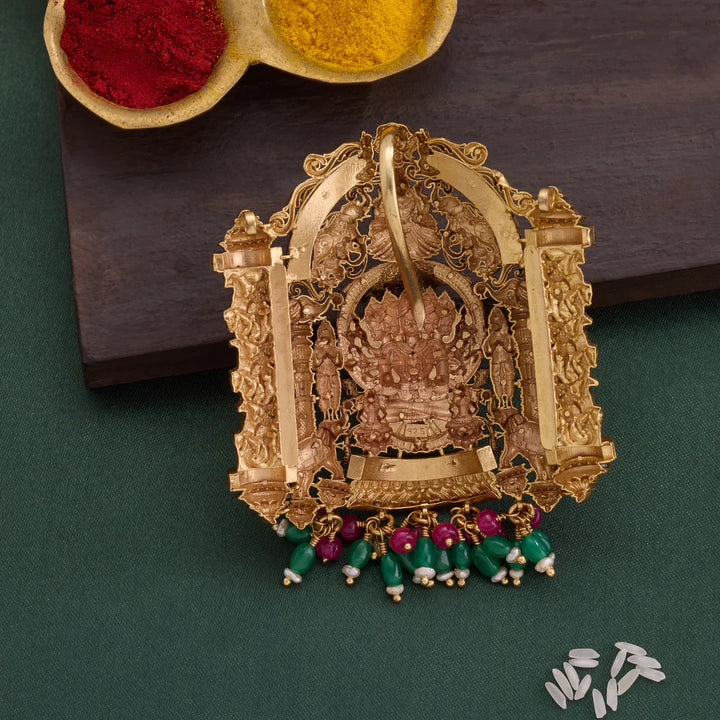 Pure 92.5 Silver, Gold Plated Mandahasini Lakshmi Pendant