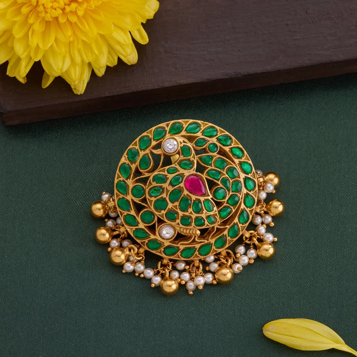 Pure 92.5 Silver, Gold Plated Mayuraharini Pendant