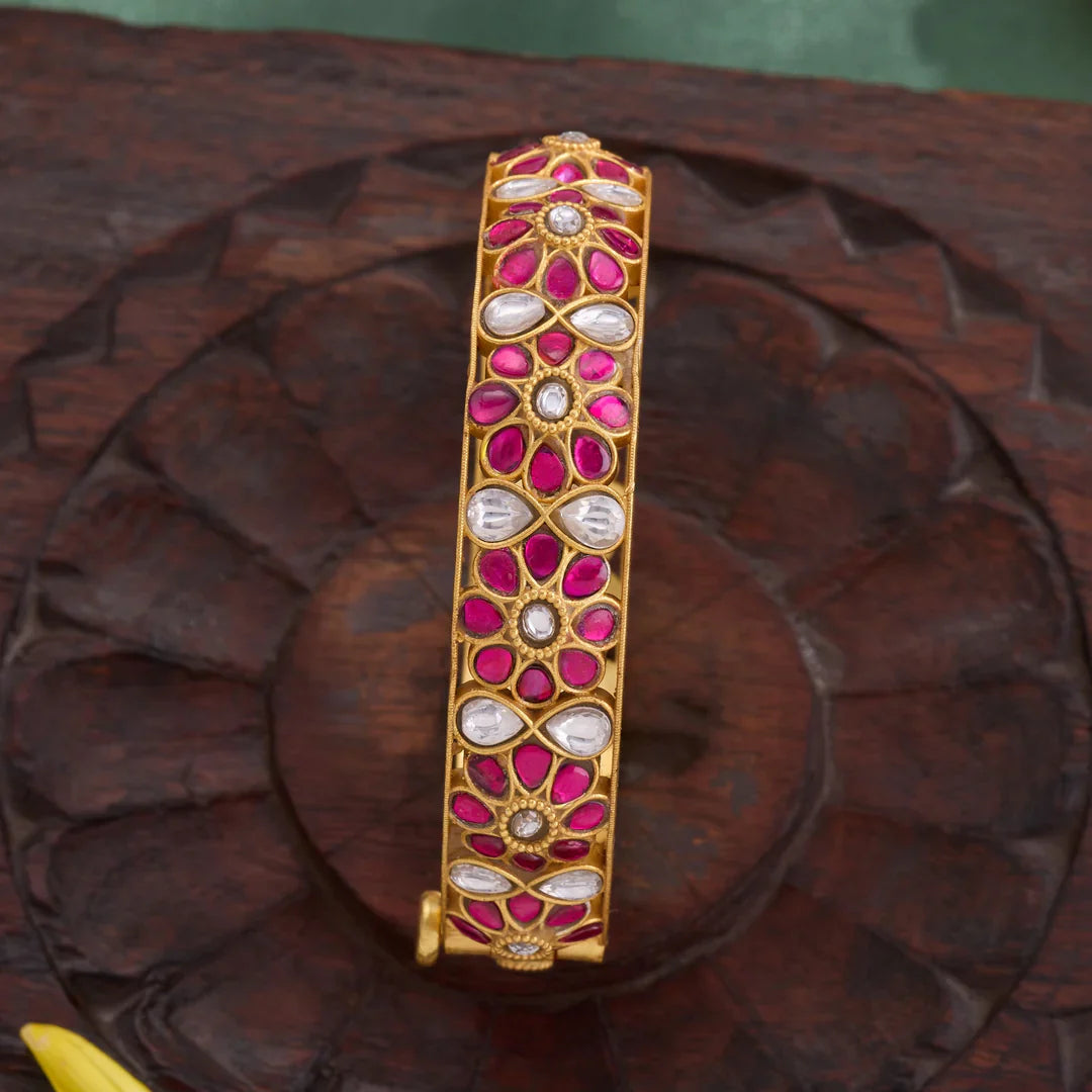 Pure 92.5 Silver, Gold Plated Pearella Bangles