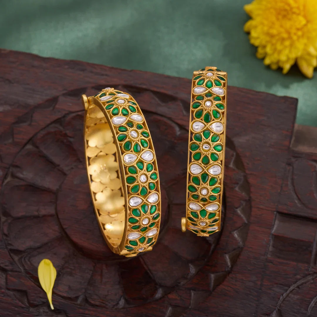 Pure 92.5 Silver, Gold Plated Pearella Bangles